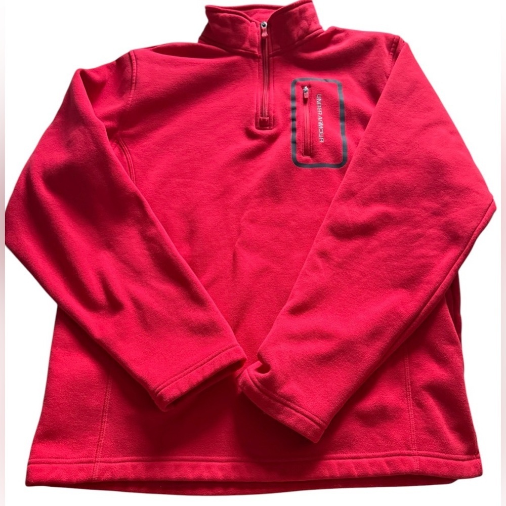 Under Armour Loose 1/4-Zip Long-Sleeve Pullover for Men Red Fleece Size M